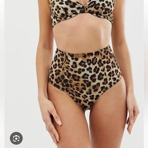 New! ASOS Design Mix Match High Waist Bikini Bottom in Leopard Sz 6